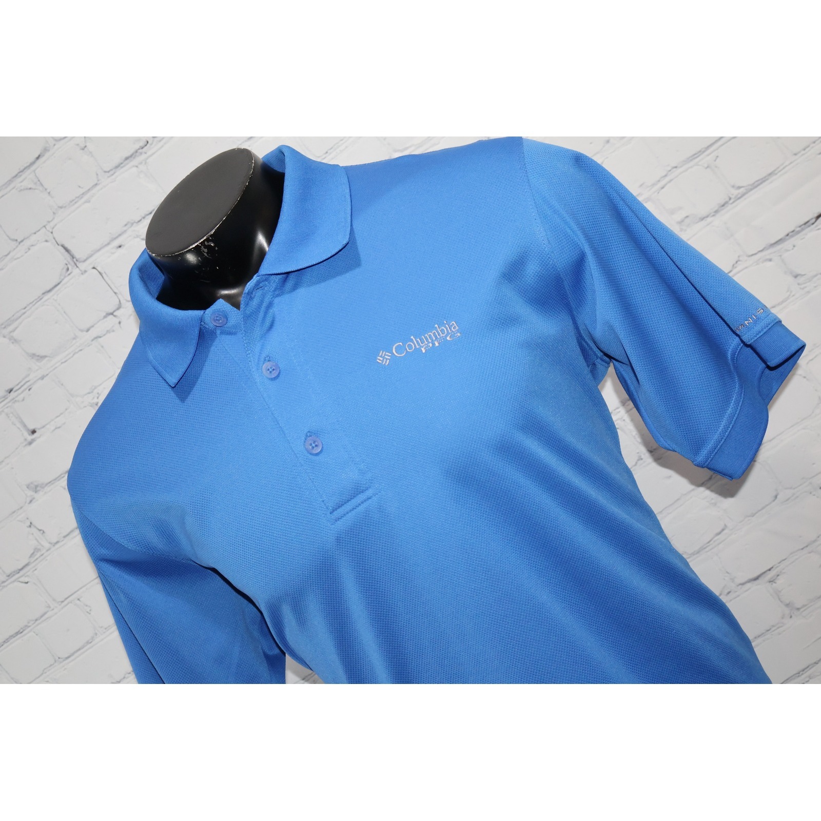 Columbia Pfg Golf Polo Mens Large Blue Performance Fishing Gear Shirt Vented **